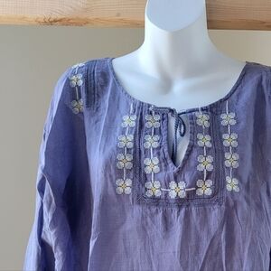 NWT Embroidered Lavender Purple Peasant Blouse Size Medium